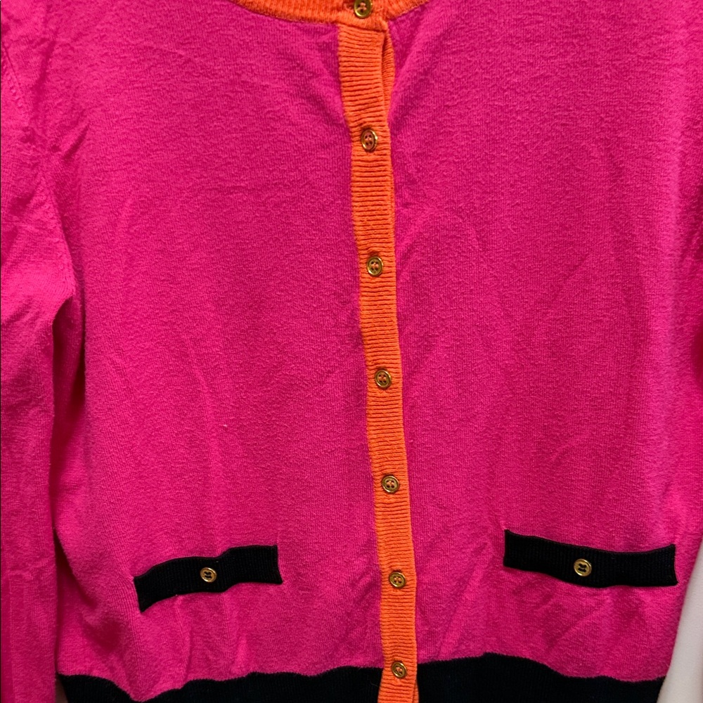 Cable & Gauge Fuchsia and Tangerine Cardigan - Picture 7 of 9